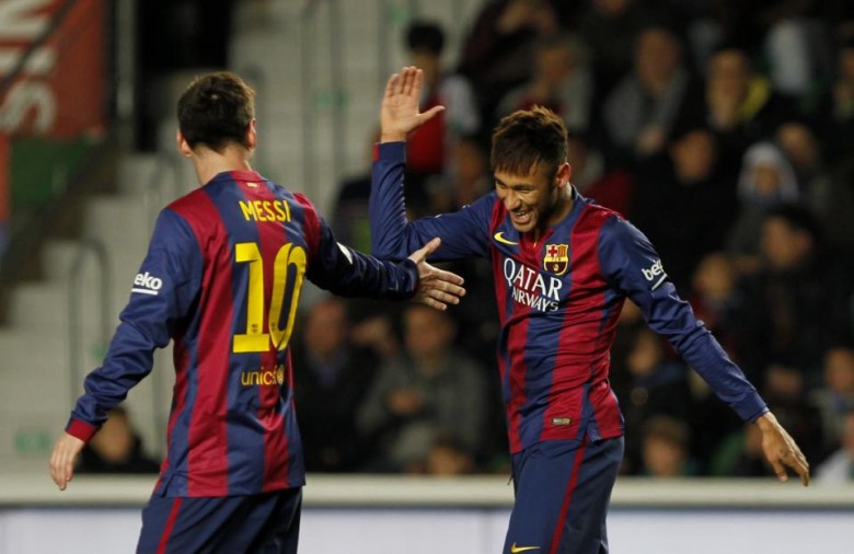 A dupla Messi-Neymar fez quatro dos seis gols da goleada do Barcelona sobre o Elche fora de casa, 0 a 6. | Foto: Fernando Bustamonte
